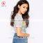 New arrival mesh rainbow crop top tshirt for girls