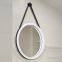 Modern Stainless Steel Frame Decorative Wall Mirror Decor Wall Round Mirror with Leather Strap