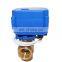 DN15 DN20 brass vertical T ball three way motorized auto valve for water flow treatment