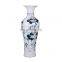 Traditional Chinese Tall Hand Painted Lotus Fish Design Blue And White Porcelain Floor Vases