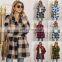 2021 autumn and winter new European and American women's Amazon plush plaid long coat plush coat