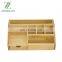 Modern office supplies desk organizer bamboo office stationery pen business card holder with drawer