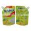 Laminated liquid doypack stand up dishwasher detergent spout pouch laundry powder fabric cleaner packaging suction nozzle bag