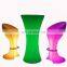 glowing cocktail event party wedding led bar tables and chairs plastic kitchen counter height bar tables led stools