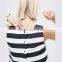 Stripe fashion lady cutting blouse latest tops designs girls
