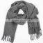 Women's grey color Luxurious Cashmere Fringe Scarf