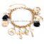 multiple charms cross peace bracelet