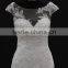 2016 new design cap sleeve low back with ruffle skirt beaded lace wedding dress