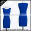 New fashion style O-neck sexy tight blue color bodycon midi pattern lady dress for party