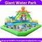 2016 funny inflatable commercial shark water park for adult, inflatable pools with shark slide