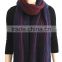 Wine and Navy Knitted Acrylic Scarf