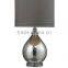 Europe acrylic base silver table lamp for living room with mercury glass and long cylinder silk shade