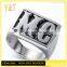 Jingli Jewelry On stock cheap wholesale mens initial letter MC rings (HF-057)
