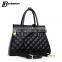 waterproof diamond lattice zippered women handbag genuine leather