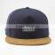 plain suede brim 5 panel hat with woven patch