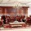 Luxurious Classic Solid Wood Hand Carved Leather Sofa, Hotel lobby Leather Sofa Set(MOQ=1 SET)