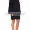 Customized Lady Apparel Back-concealed zip Black Bell Sleeves Ruffle Shift Dress(DQM017D)