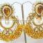 Golden yellow Beads polki gold tone dangler EARRING pair
