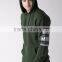 Men Green Printed Back Hooded Sweatshirt Long Sleeves Straight Hem Kangaroo Pocket Hoodies 60% Cotton 40% Polyester Custom Patte