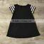 Soft Boutique Baby Girl Clothes Baby Handmade Dresses Girls Plain Black Casula Dress With Stripe Short Sleeve