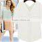 New design 2 colors choice V neck short sleeve Plus size women chiffon fabric shirt