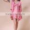 Ms summer sexy female emulation silk pajamas, silk nightgown embroidered condole shorts long-sleeved gown three suits