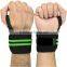 Weight Lifting Wrist Wraps in Black color with two Green Stripe