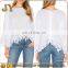 Ladies Twill Lace Blouse Latest Women Blouses Button Open on The Back