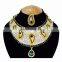 Gold Plated Indian Handmade Ethnic Party wear Kundan Zerconic Necklace set Green Color