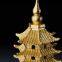 This Wen Chang Pagoda for Fengshui Was Molded Using Lost-Wax Method and 24k Gold Leaf Finish