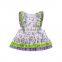 Boutique Flutter Sleeve Ruffle Dress Purple Floral Party Princess Boutique Girls Dress wholesale price