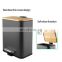 2021 new come waste bin with bamboo lid square shape dustbin  Black 6L trash cans for bathroom kitchen