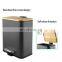 2021 new come waste bin with bamboo lid square shape dustbin  Black 6L trash cans for bathroom kitchen