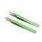 Green precision titanium alloy straight pointed curved nose tweezers Electronic parts Stainless steel anti-static clip Cute sticker