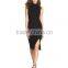 hot selling wholesale fashion round neck sleeveless front split women dress