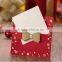 Lovely & charming red wedding invitations with colorful dots & golden glitter bow