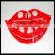 lip shape high quality red acrylic glass tube storage rack shelf