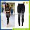 European And American Popular Article All Torn Slim Elastic High Waist Jeans Feet Pants