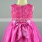 2016 spring pink cotton mesh embroidered baby dress with cute bow