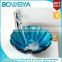 Shower Room Blue Color Tempered Glass Wash Basin Vessel Bowl Sink