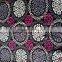 blue and white porcelain circles and squares printed cotton fabric