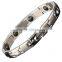 Noproblem D010 FDA germanium tourmaline stainless steel magnetic health charm fashion zircon bracelet