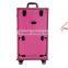 Professional cosmetic storage boxes hair stylist makeup trolley case with Stand Mirror