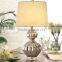 modern style hot sale home goods decor teal glass lamps with gourd shape and barrel fabric shade for reading SAA UL