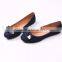 2016 women shoes fancy denim shoes with metal trim on the bow women pump shoes