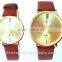 Simple lover watch Gift Cheap Black dial Leather strap for lover couple watch