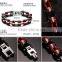 8.6 inch 316 L stainless steel red and black biker chain bracelet