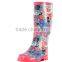 flower types of rubber boots, pink flower and fashion of rain boots, safety rain boots