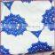 Blue embroidered floral hollow out cotton lace fabric, embroidery design fabric