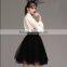 Woman A line puffy mesh beige elegant casual midi tutu skirt